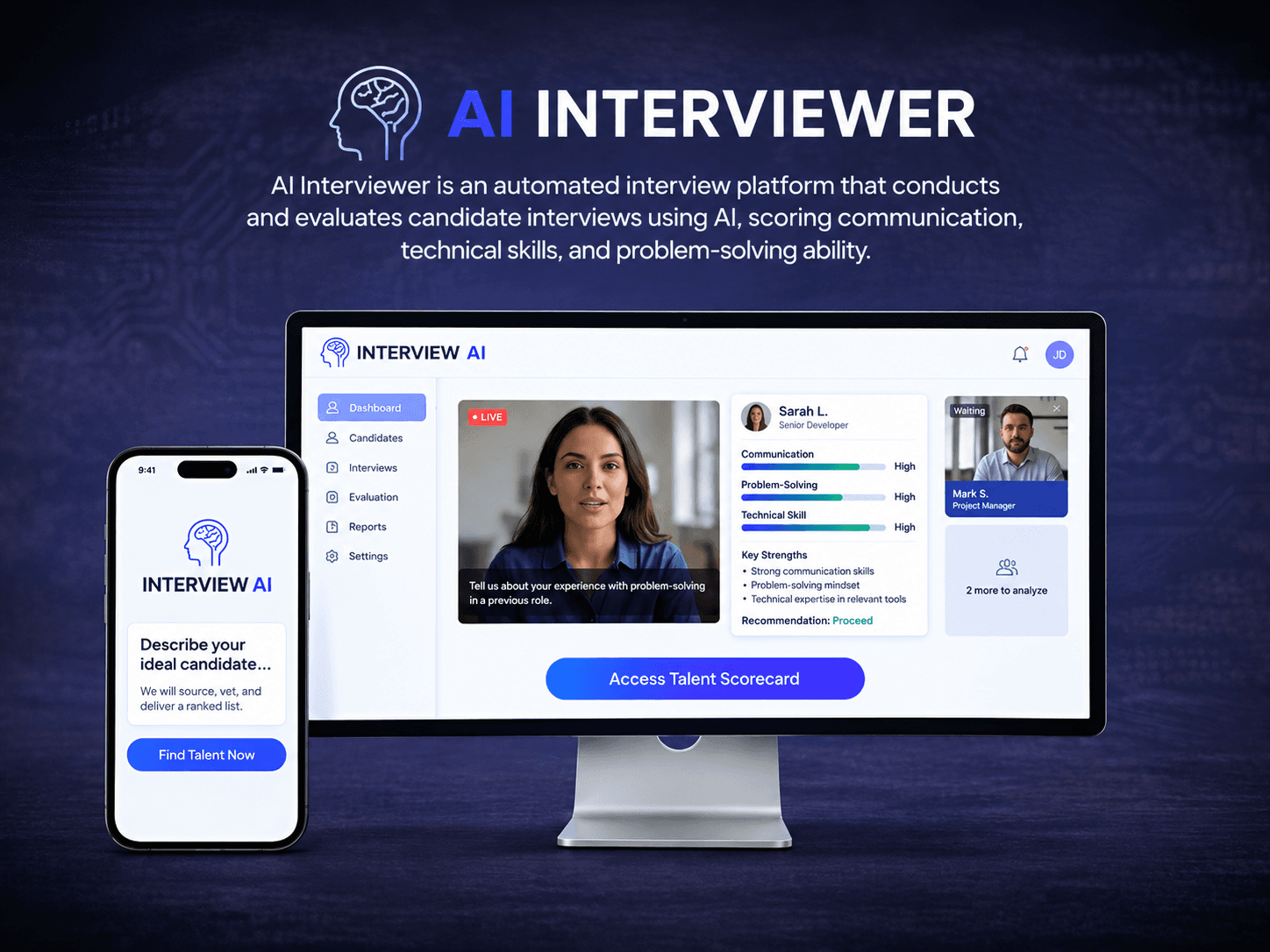 AI Interviewer automated interview platform developed by Expertizo