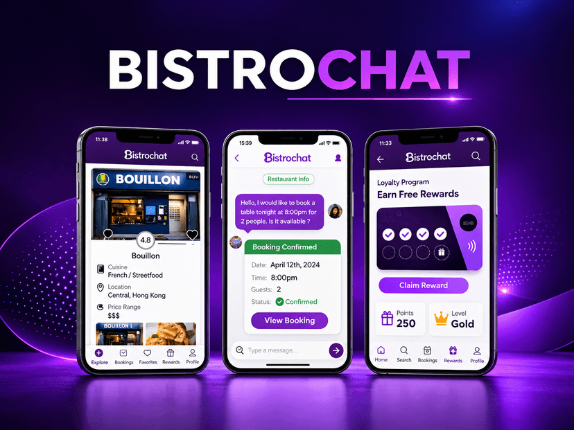 Bistro Chat restaurant reservation mobile application developed by Expertizo
